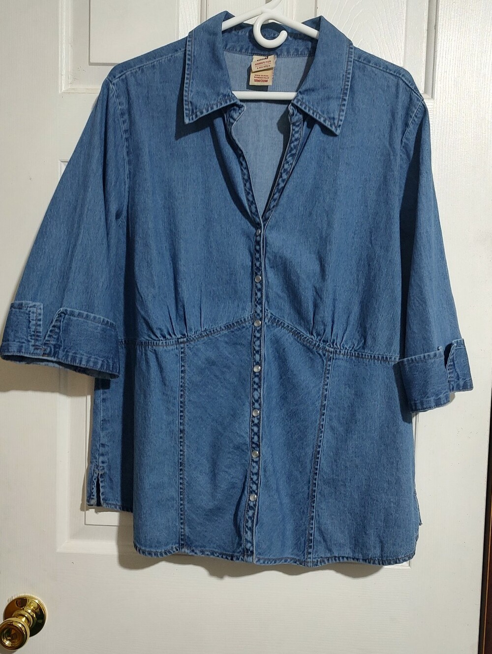 Faded Glory Medium Blue Denim Button-Front Shirt